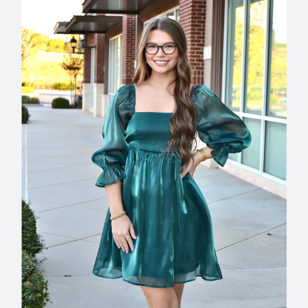 Turquoise blue baby doll dress